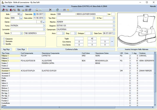 Software gestionale per la modelleria del calzaturificio